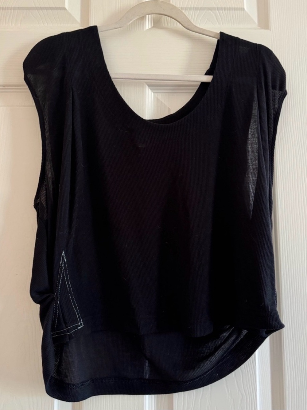 Free People Movement- Black Women's Cap-Sleeve Top